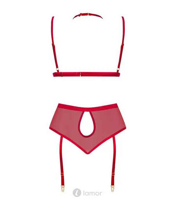 * BEAUTYNIGHT Beauty Night Cristalyn 3-delige lingerie set kersenrood