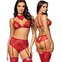 Beauty Night Cristalyn 3-delige lingerie set kersenrood