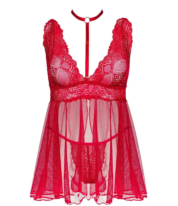* BEAUTYNIGHT Beauty Night Milana babydoll met string kersenrood