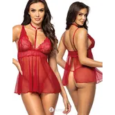 Beauty Night Milana babydoll met string kersenrood
