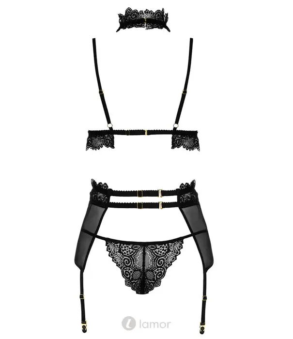 * BEAUTYNIGHT Beauty Night Velvet Sin 3-delige  zwarte lingerieset