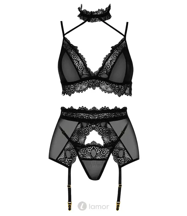 * BEAUTYNIGHT Beauty Night Velvet Sin 3-delige  zwarte lingerieset