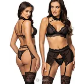 Beauty Night Velvet Sin 3-delige  zwarte lingerieset