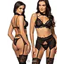 Beauty Night Velvet Sin 3-delige  zwarte lingerieset