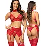 Beauty Night Velvet Sin 3-delige lingerieset kersenrood