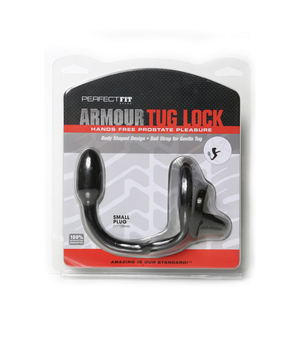 PerfectFitBrand Armor Tug Lock - Cockring met Ball Strap en Butt Plug - Klein