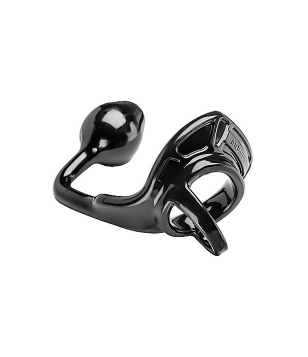 PerfectFitBrand Armor Tug Lock - Cockring met Ball Strap en Butt Plug - Medium
