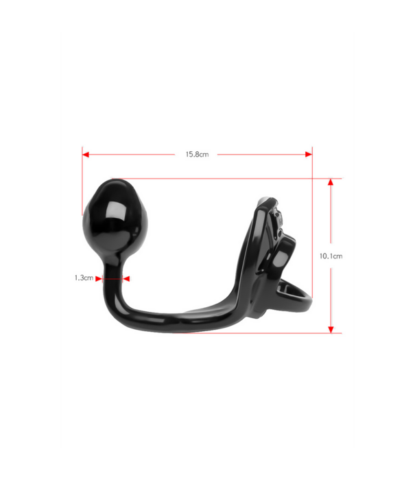 PerfectFitBrand Armor Tug Lock - Cockring met Ball Strap en Butt Plug - Medium