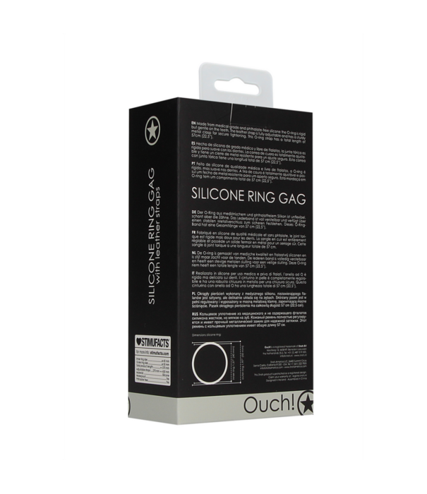 Ouch! by Shots Siliconen Ring Gag met Leren Straps