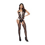 Maid Visnet Bodystocking - Één maat - Zwart/Wit