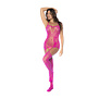 Visnet Bodystocking met Halslijnen en Bandjes - One Size - Roze