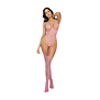 Hart Visnet Bodystocking met Hartdetail - One Size - Bubbelgum Roze