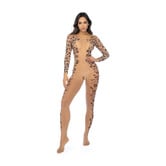 Lange Mouw Leopard Mesh Bodystocking - Één Maat - Leopard