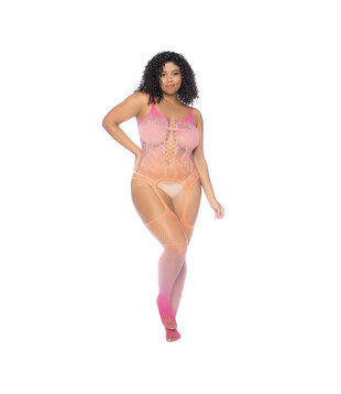 Bloemen Ombre Bodystocking - Koning Maat - Zonsondergang