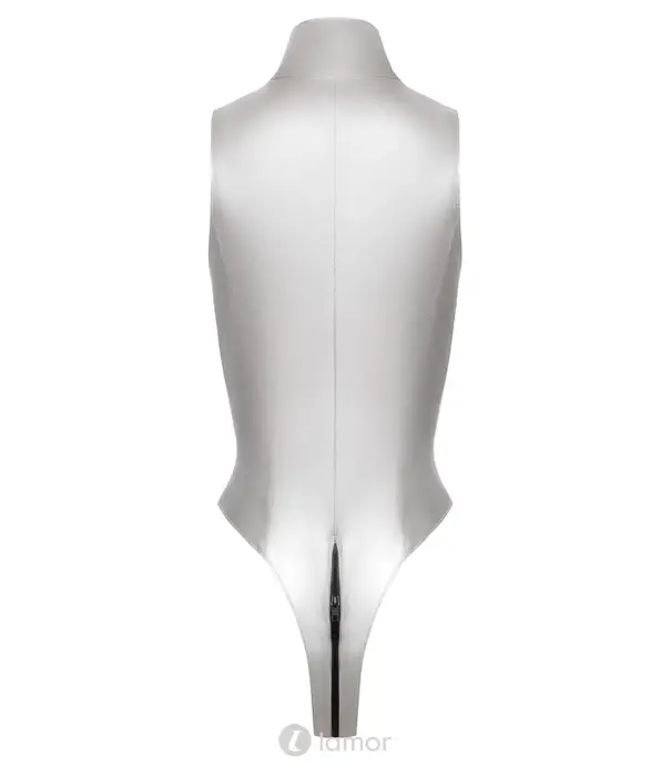 * BLACK LEVEL Black Level zilveren lak body met 2-weg rits en veterkraag