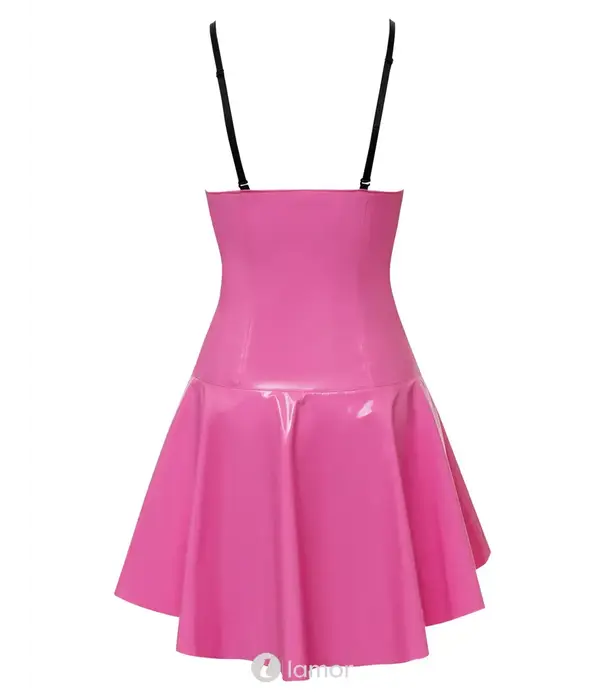 * BLACK LEVEL Black Level lak jurkje pink met rits en asymmetrische rok