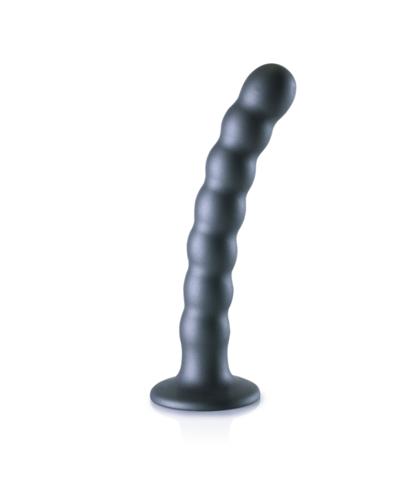 Ouch! by Shots Beaded Silicone G-Spot Dildo - 6.5'' / 16,5 cm - Gunmetal