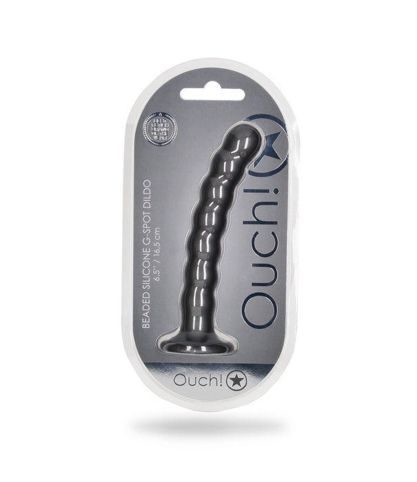 Ouch! by Shots Beaded Silicone G-Spot Dildo - 6.5'' / 16,5 cm - Gunmetal