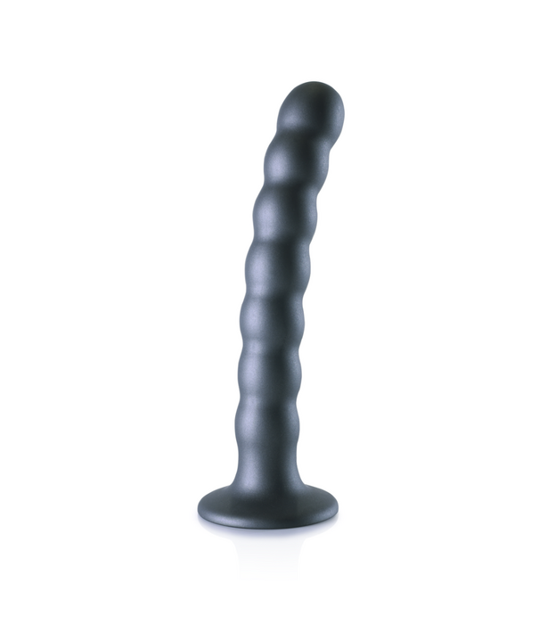 Ouch! by Shots Beaded Silicone G-Spot Dildo - 6.5'' / 16,5 cm - Gunmetal