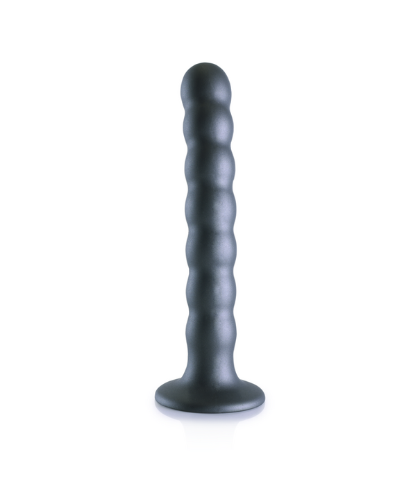 Ouch! by Shots Beaded Silicone G-Spot Dildo - 6.5'' / 16,5 cm - Gunmetal