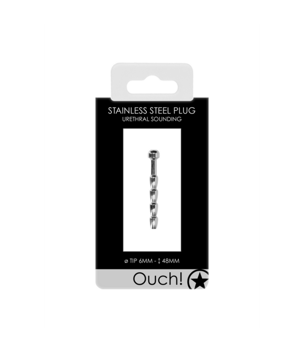 Ouch! by Shots Geribbelde Holle Penisplug - 0,2 / 6 mm