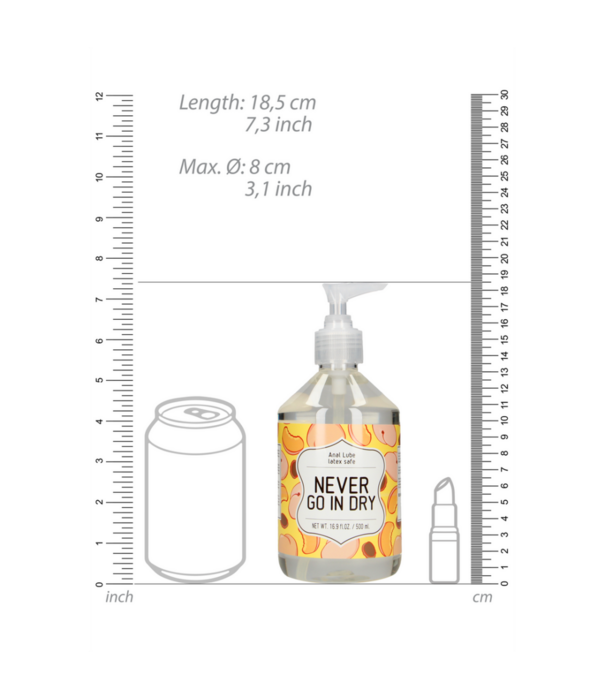 S-Line by Shots Never Go In Dry - Waterbased Anal Lubricant - 17 fl oz / 500 ml