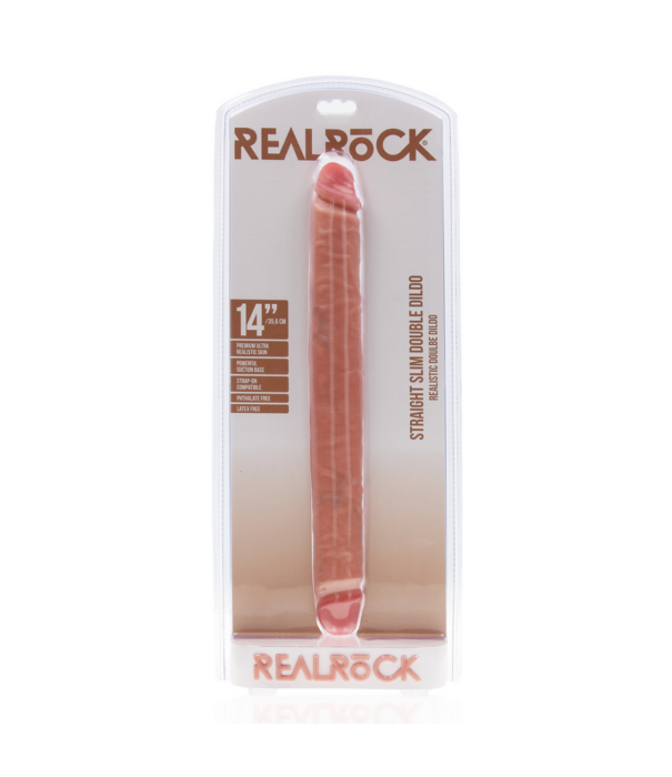RealRock by Shots Slim Dubbel Eindige Dildo 14 / 35,6 cm - Vleeskleurig