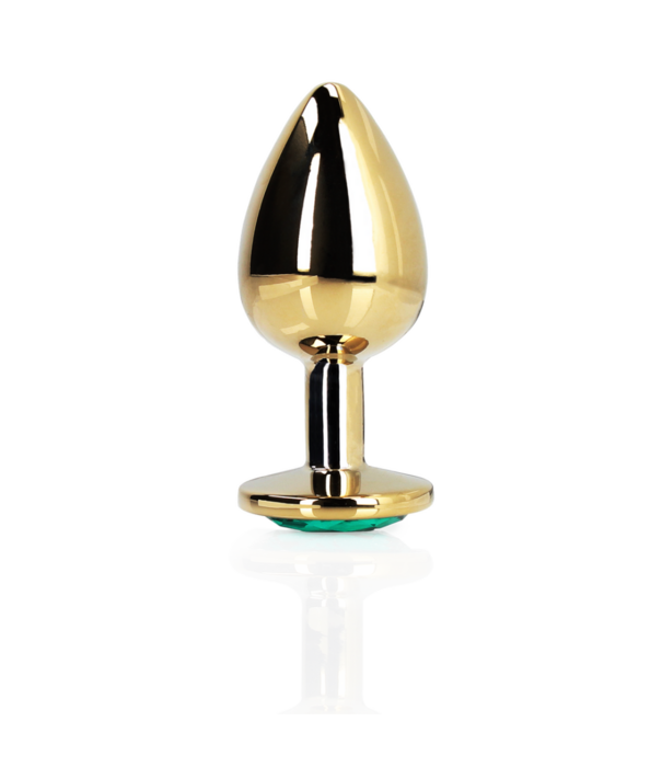 Ouch! by Shots Ronde Gem Buttplug - Groot - Goud/Emerald Groen