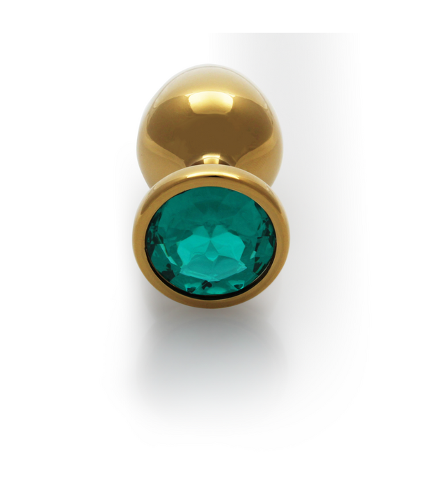 Ouch! by Shots Ronde Gem Buttplug - Groot - Goud/Emerald Groen