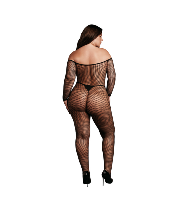 Le Désir by Shots Bodystocking OffShoulder Neck - Fishnet / Open - OSX - Zwart