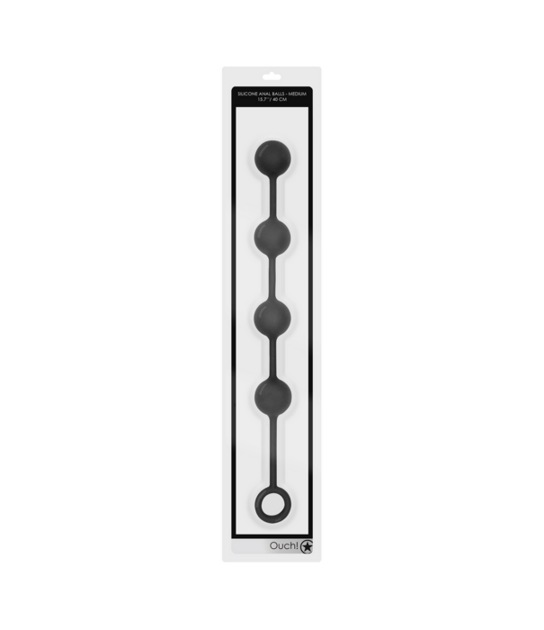 Ouch! by Shots Silicone Anale Ballen - Medium - Zwart