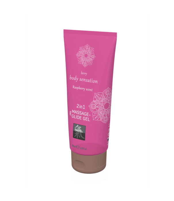 HOT 2 in 1 Massage en Glide Gel - Framboos - 7 fl oz / 200 ml