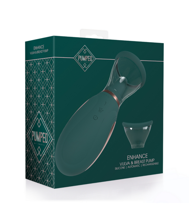 Pumped by Shots Enhance - Oplaadbare Vulva- en Borstpomp - Bosgroen