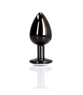 Ronde Edelsteen Butt Plug - Groot - Gunmetal/Diamant