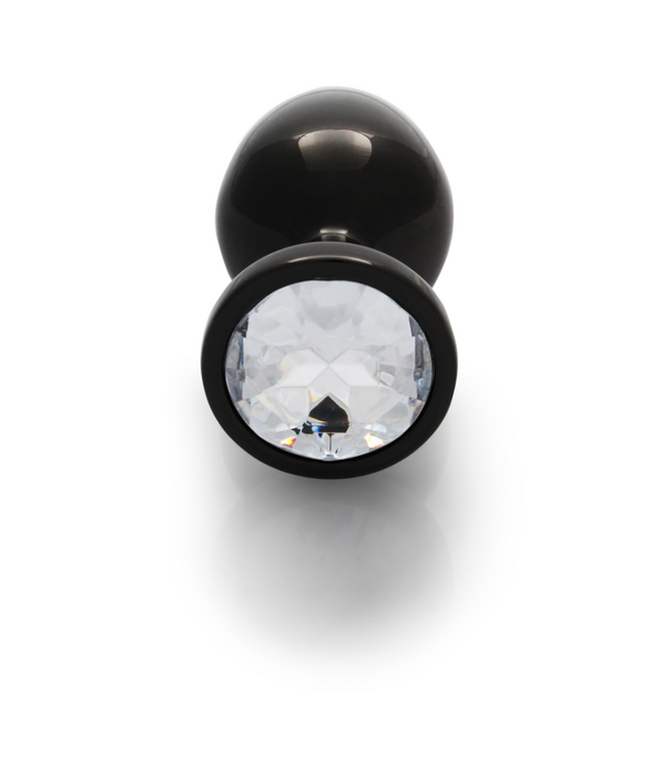 Ouch! by Shots Ronde Gem Butt Plug - Medium - Gunmetal/Diamond
