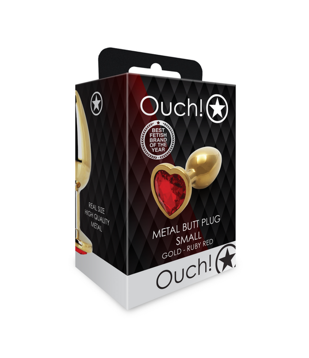 Ouch! by Shots Hartvormige Edelpunt - Klein - Goud/Rood