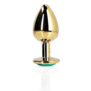 Ronde Gem Buttplug - Groot - Goud/Emerald Groen