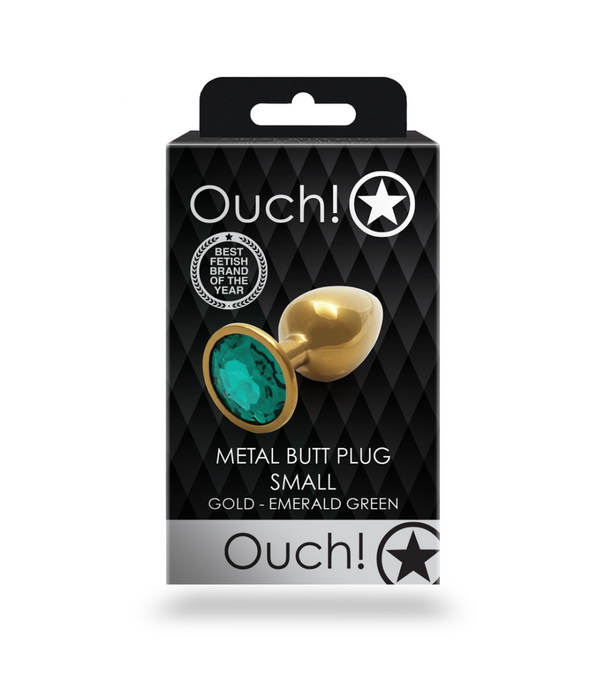 Ouch! by Shots Ronde Edelsteen Butt Plug - Klein - Goud/Emerald Groen