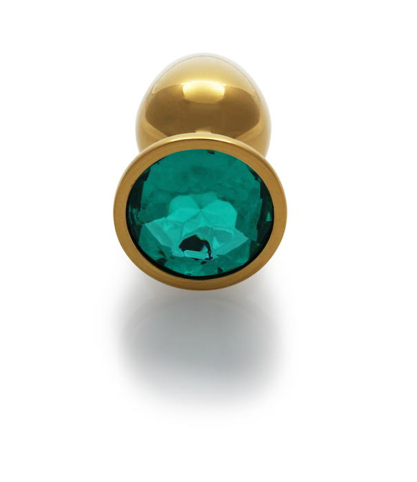 Ouch! by Shots Ronde Edelsteen Butt Plug - Klein - Goud/Emerald Groen