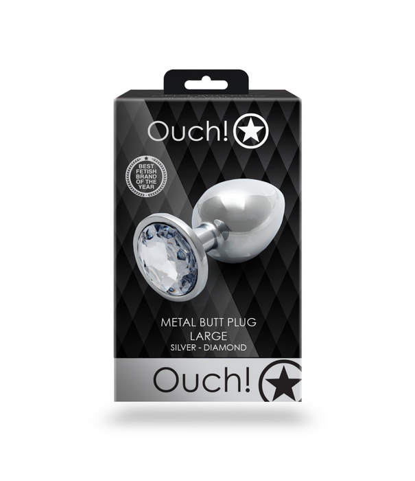 Ouch! by Shots Ronde Edelsteen Butt Plug - Groot - Zilver/Diamant