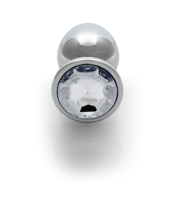 Ouch! by Shots Ronde Edelsteen Butt Plug - Groot - Zilver/Diamant