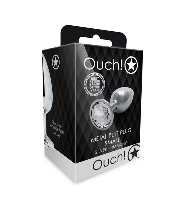 Ouch! by Shots Ronde Edelsteen Anale Plug - Klein - Zilver/Diamant