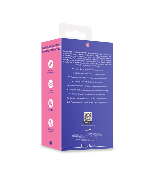 Loveline by Shots Dubbelzijdige Buigbare Vibe met Afstandsbediening - Paars