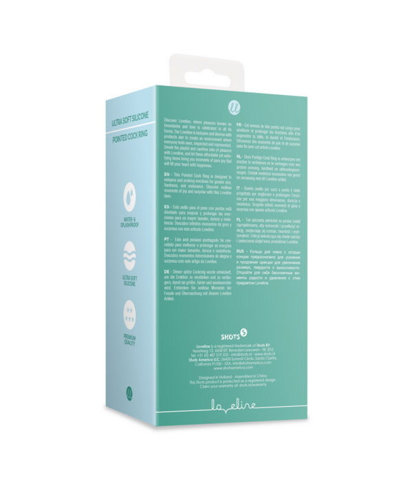 Loveline by Shots Ultra Soft Silicone Pointed Cock Ring - Blauw Gras