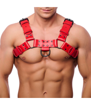 Bulldog Leren Harnas - S/M - Rood