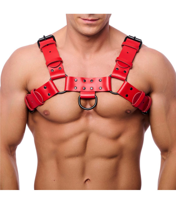 Red Leather Bulldog Leren Harnas - S/M - Rood