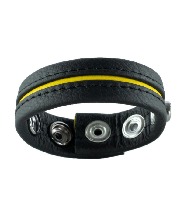 Red Leather Verstelbare Leren Cockring - Geel