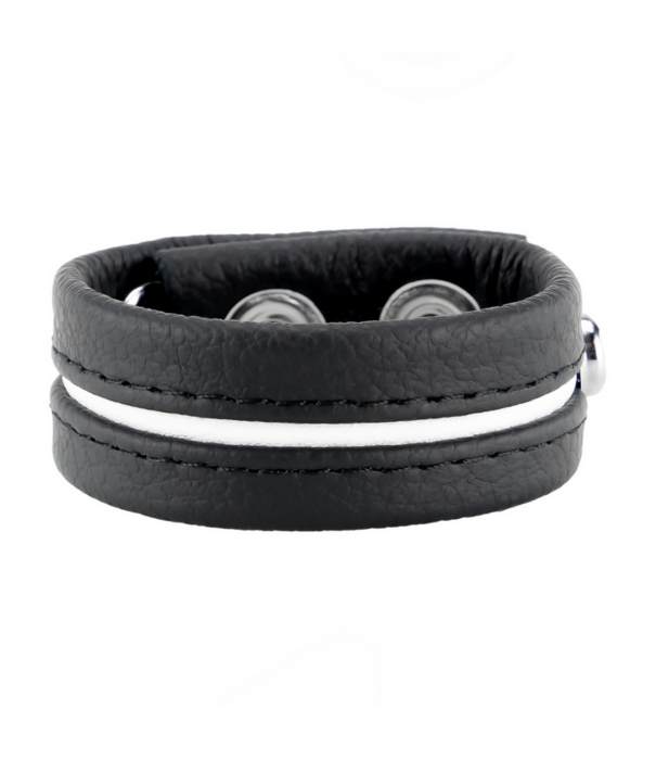 Red Leather Verstelbare Leren Cockring - Wit