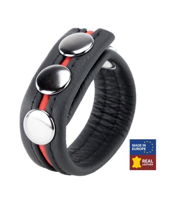 Red Leather Verstelbare Leren Cockring - Rood