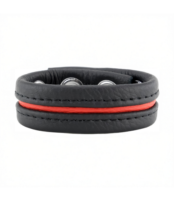 Red Leather Verstelbare Leren Cockring - Rood